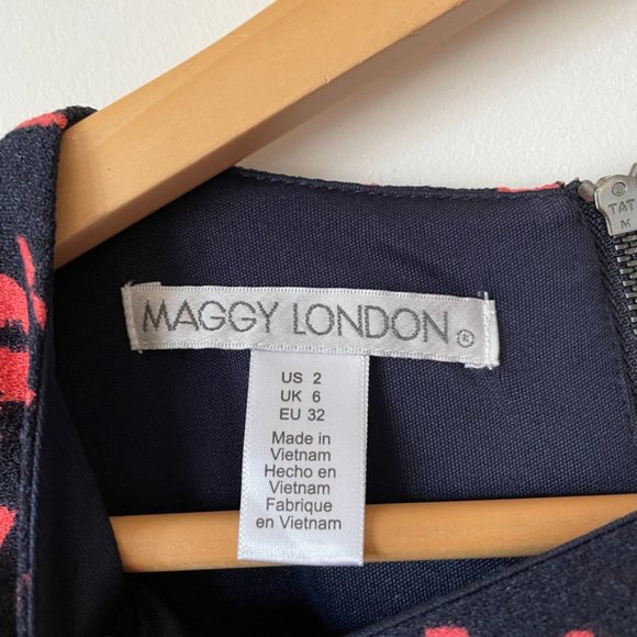 Maggy London Tie Dye Printed Crepe Midi Dress Sz 2 - Picture 11 of 13